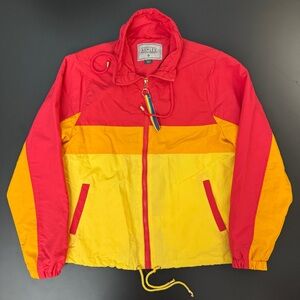 Ashley by‎ 26 International Stussy Red and Yellow Colorblock Windbreaker Jacket